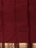 Deep Burgundy Solid Woven Design Pure Kanchipuram Silk Saree with Zari Border