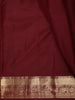 Deep Burgundy Solid Woven Design Pure Kanchipuram Silk Saree with Zari Border