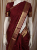 Deep Burgundy Solid Woven Design Pure Kanchipuram Silk Saree with Zari Border