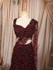 Deep Burgundy Wine Floral Sequins and Kartana Beads Embroidered Design Net Mermaid Bridal Lehenga with Designer Blouse and Matching Dupatta
