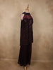 Deep Burgundy Wine Heavy Sequins and Beads Embroidered Design Net Palazzo Suit With Dupatta