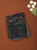 Deep Charcoal Black Floral Woven Design Semi Silk Saree with Zari Border