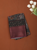 Deep Charcoal Black Floral Woven Design Semi Silk Saree with Zari Border