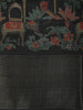 Deep Charcoal Black Floral Woven Design Semi Silk Saree with Zari Border