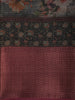 Deep Charcoal Black Floral Woven Design Semi Silk Saree with Zari Border