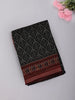 Deep Charcoal Black Geometric Printed Design Mixed Cotton Saree