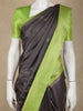 Deep Charcoal Black Gold Zari Butta Woven Design Semi Tussar Saree with Contrast Border