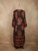 Deep Charcoal Black Paisley Printed Design Georgette Palazzo Suit with Long Coat