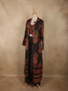 Deep Charcoal Black Paisley Printed Design Georgette Palazzo Suit with Long Coat