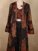 Deep Charcoal Black Paisley Printed Design Georgette Palazzo Suit with Long Coat
