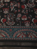 Deep Charcoal Black Traditional Folk Printed Design Chanderi Cotton Saree with Zari Border