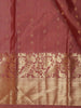 Deep Chestnut Brown Butta Zari Woven Design Pure Kanchipuram Silk Saree with Peacock Zari Border