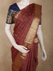 Deep Chestnut Brown Butta Zari Woven Design Pure Kanchipuram Silk Saree with Peacock Zari Border