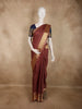 Deep Chestnut Brown Butta Zari Woven Design Pure Kanchipuram Silk Saree with Peacock Zari Border
