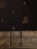Deep Chocolate Brown Birds Butta Zari Woven Design Kanchipuram Silk Saree with Elephant Zari Border