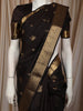 Deep Chocolate Brown Birds Butta Zari Woven Design Kanchipuram Silk Saree with Elephant Zari Border