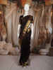 Deep Chocolate Brown Floral Butta Zari Woven Design Kanchipuram Silk Saree with Elephant Motif Zari Border