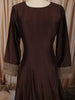 Deep Chocolate Brown Gold Zari and Sequins Embroidered Design Semi Silk Long Anarkali Gown with Contrast Dupatta