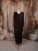 Deep Chocolate Brown Leaf Sequins and Beads Embroidered Design Chiffon Fancy Palazzo Suit