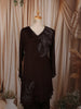 Deep Chocolate Brown Leaf Sequins and Beads Embroidered Design Chiffon Fancy Palazzo Suit