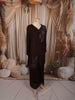 Deep Chocolate Brown Leaf Sequins and Beads Embroidered Design Chiffon Fancy Palazzo Suit