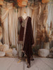 Deep Chocolate Brown Paisley Mirror Embroidered Design Crepe Silk Palazzo Suit with Matching Dupatta