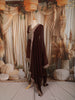 Deep Chocolate Brown Paisley Mirror Embroidered Design Crepe Silk Palazzo Suit with Matching Dupatta