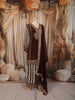 Deep Chocolate Brown Paisley Mirror Embroidered Design Crepe Silk Palazzo Suit with Matching Dupatta