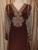 Deep Chocolate Brown Paisley Mirror Embroidered Design Crepe Silk Palazzo Suit with Matching Dupatta