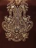 Deep Chocolate Brown Paisley Mirror Embroidered Design Crepe Silk Palazzo Suit with Matching Dupatta