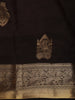 Deep Chocolate Brown Peacock Butta Zari Woven Design Kanchipuram Silk Saree with Deer Motif Zari Border