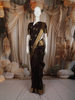 Deep Chocolate Brown Peacock Butta Zari Woven Design Kanchipuram Silk Saree with Deer Motif Zari Border