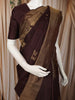 Deep Chocolate Brown Royal Procession Motif Zari Woven Design Pure Kanchipuram Silk Saree with Matching Gold  Zari Border