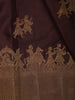Deep Chocolate Brown Royal Procession Motif Zari Woven Design Pure Kanchipuram Silk Saree with Matching Gold  Zari Border