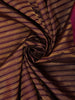 Deep Chocolate Brown Striped Woven Design Pure Kanchipuram Silk Saree with Contrast Zari Border