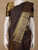 Deep Chocolate Brown Stripes Woven Pure Kanchipuram Silk Saree