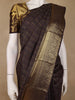 Deep Chocolate Brown Stripes Woven Pure Kanchipuram Silk Saree