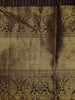 Deep Chocolate Brown Stripes Woven Pure Kanchipuram Silk Saree