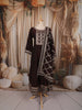 Deep Chocolate Brown Thread Embroidered Design Semi Silk Anarkali Salwar Suit with Matching Dupatta