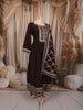 Deep Chocolate Brown Thread Embroidered Design Semi Silk Anarkali Salwar Suit with Matching Dupatta