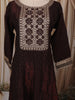Deep Chocolate Brown Thread Embroidered Design Semi Silk Anarkali Salwar Suit with Matching Dupatta