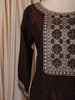 Deep Chocolate Brown Thread Embroidered Design Semi Silk Anarkali Salwar Suit with Matching Dupatta