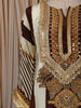 Deep Chocolate Brown Vertical Striped Ornamental Embroidered Design Crepe Silk Straight Cut Salwar Suit with Matching Dupatta