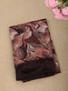 Deep Cocoa Brown Abstract Floral Printed Design Mixed Cotton Saree