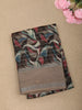 Deep Cocoa Brown Abstract Leaf Printed Design Linen Cotton Casual Wear Saree with sequins Border