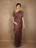 Deep Cocoa Brown Floral Embroidered Design Tissue Organza designer Saree
