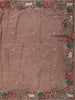 Deep Cocoa Brown Floral Embroidered Design Tissue Organza designer Saree