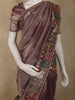 Deep Cocoa Brown Floral Embroidered Design Tissue Organza designer Saree
