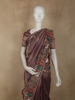 Deep Cocoa Brown Floral Embroidered Design Tissue Organza designer Saree