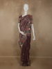 Deep Cocoa Brown Floral Embroidered Design Tissue Organza designer Saree